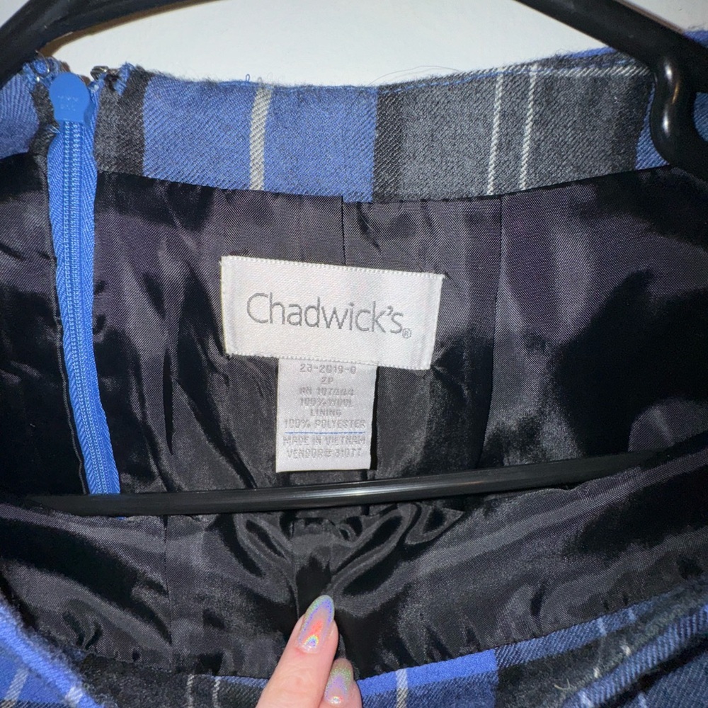 Chadwick’s Blue Wool Blend Skirt Contour Waist Back Zip and Vent size 2P